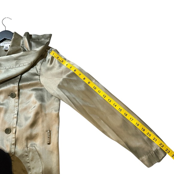 Calvin Klein Champagne Satin Trench Style Jacket XS - Picture 10 of 10